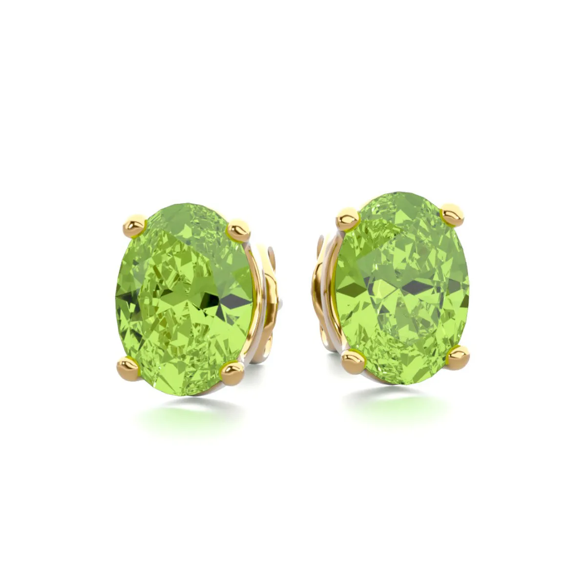 1 3/4 Carat Oval Shape Peridot Stud Earrings In 14K Yellow Gold Over Sterling Silver