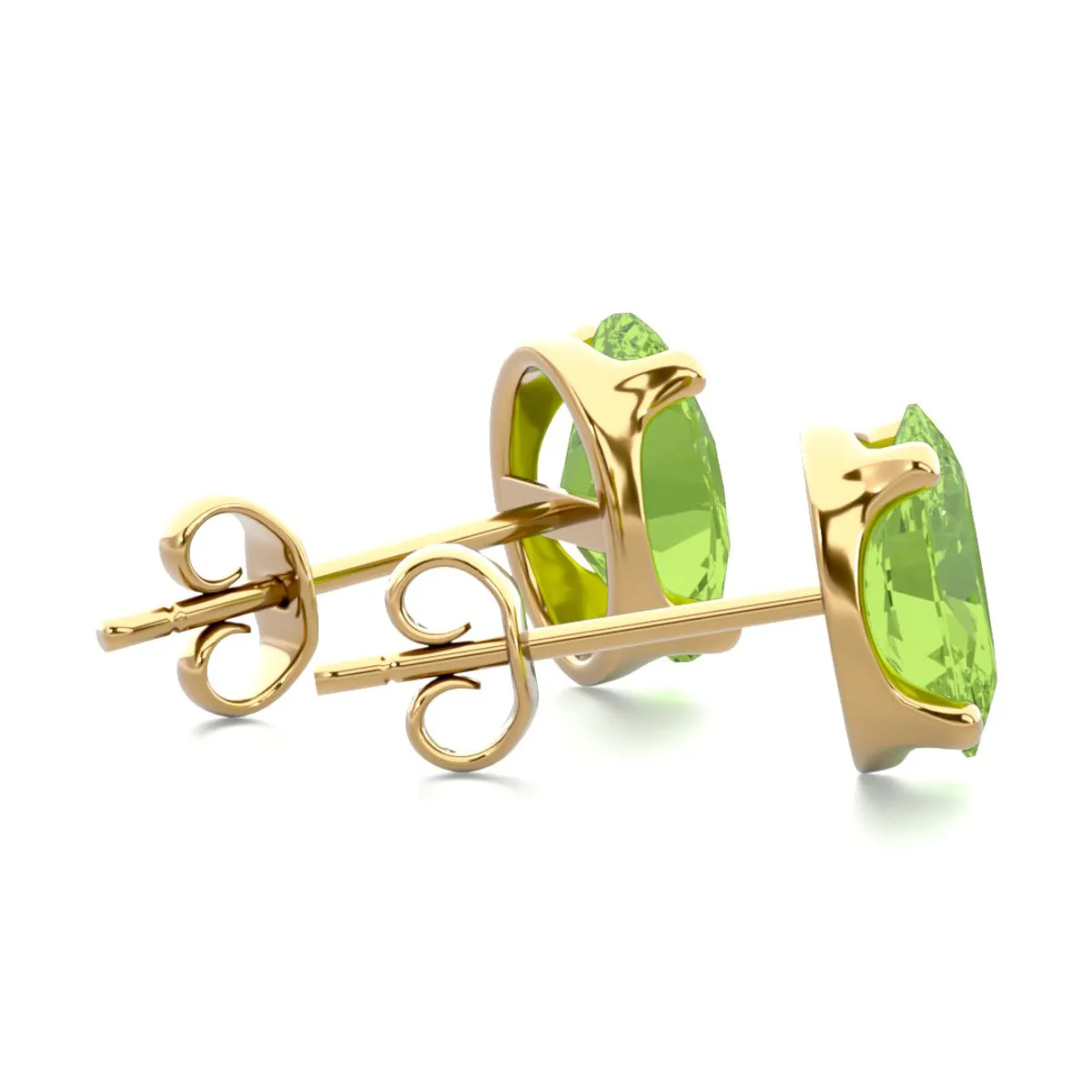 1 3/4 Carat Oval Shape Peridot Stud Earrings In 14K Yellow Gold Over Sterling Silver