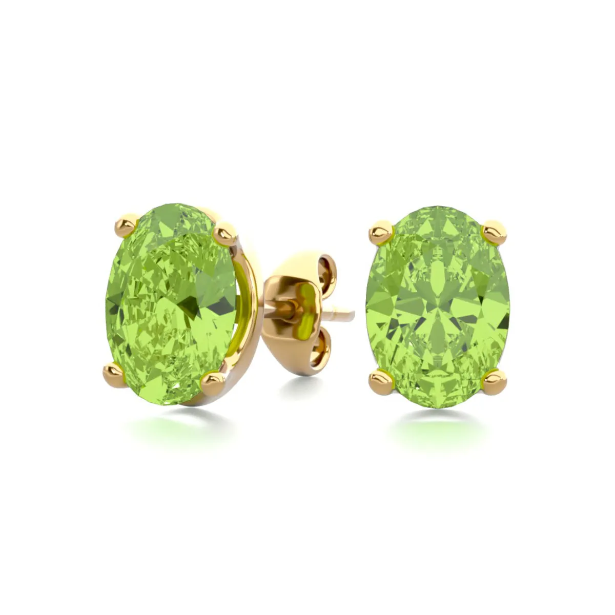 1 3/4 Carat Oval Shape Peridot Stud Earrings In 14K Yellow Gold Over Sterling Silver