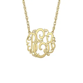 10K Gold Mini Vine Script Monogram Necklace