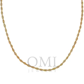 14K GOLD TRI-COLOR DIAMOND CUT BEADED ROPE CHAIN