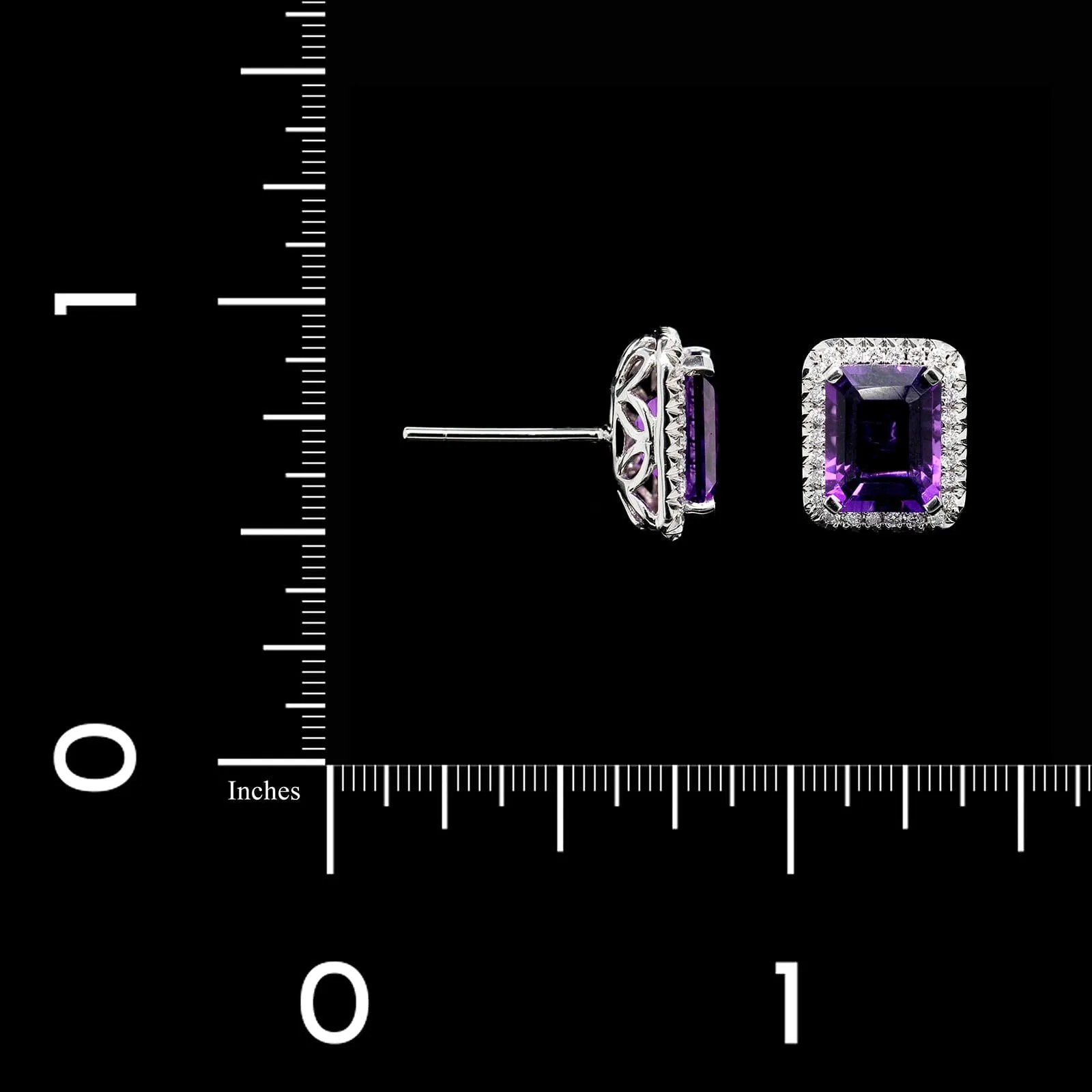 14K White Gold Estate Amethyst and Diamond Earrings