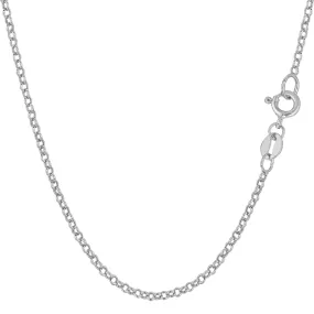 14k White Gold Round Rolo Link Chain Necklace, 1.85mm