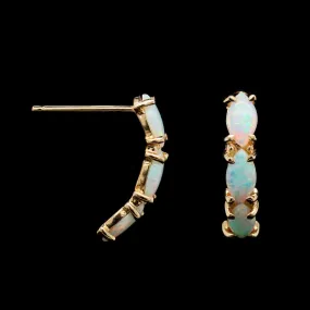 14K Yellow Gold Estate Opal Hoop Earrings