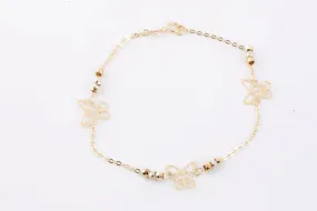 7.25" 18k Tri-Tone Gold Butterfly Bracelet (1.60g.)