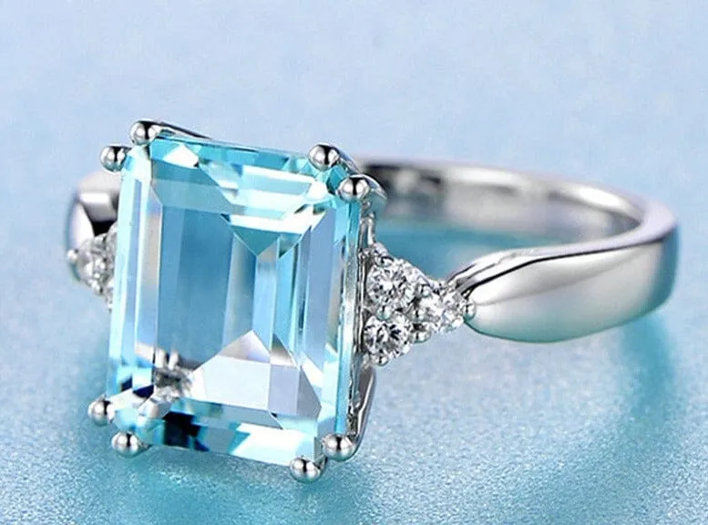 925 Sterling Silver Aquamarine Ring