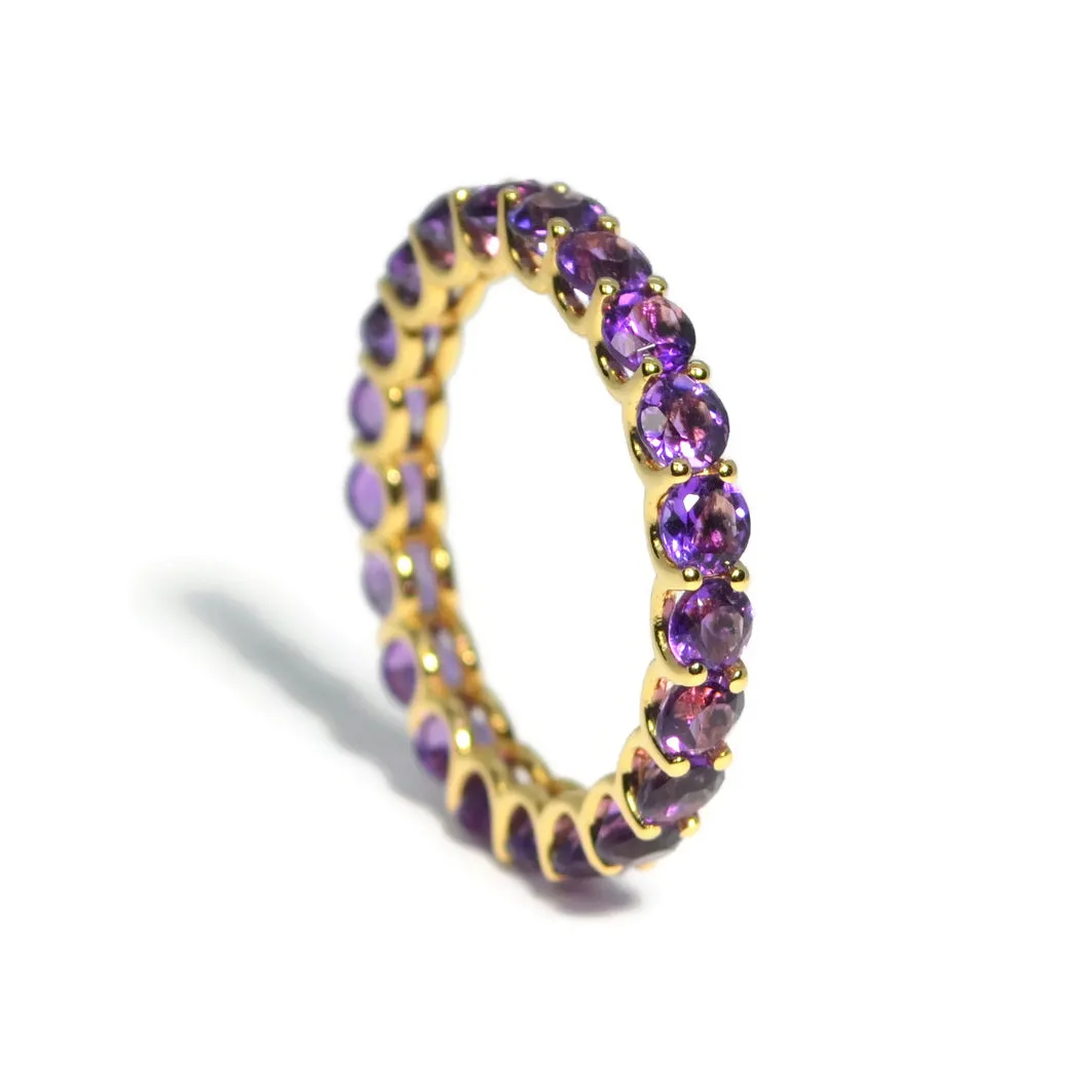 A & Furst - France - Eternity Band Ring with Amethyst, 18k Yellow Gold