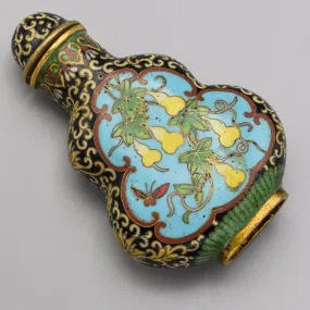 Antique Chinese Black Cloisonne Floral Snuff Bottle