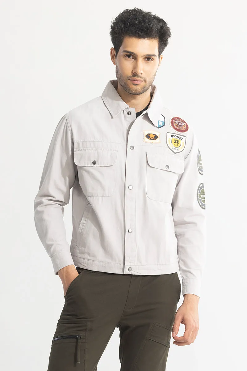 Applique Artistry Grey Overshirt