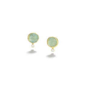 Aquamarine & Diamond Stud Earrings