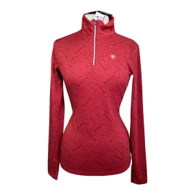 Ariat 'Prophecy' 1/4 Zip Baselayer in Red w/Bits - Women's Medium