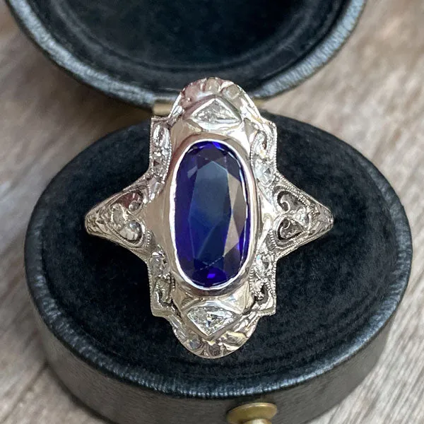 Art Deco Sapphire & Diamond Dinner Ring