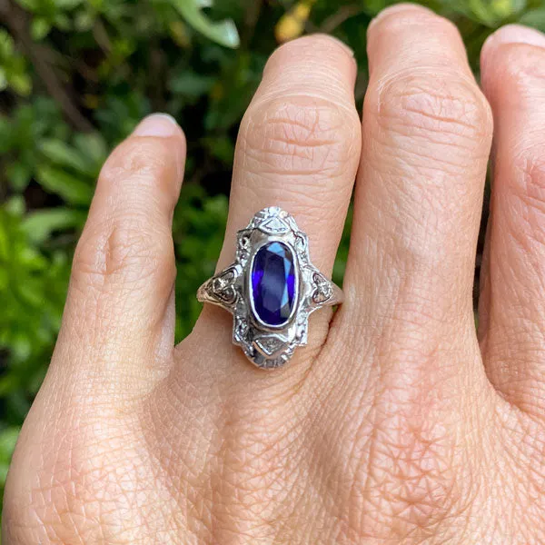 Art Deco Sapphire & Diamond Dinner Ring