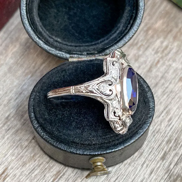 Art Deco Sapphire & Diamond Dinner Ring