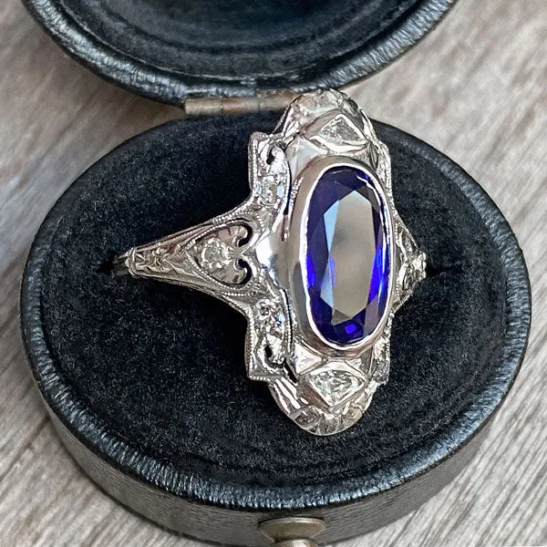 Art Deco Sapphire & Diamond Dinner Ring