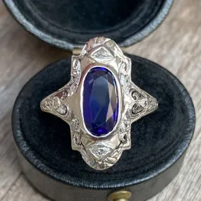 Art Deco Sapphire & Diamond Dinner Ring