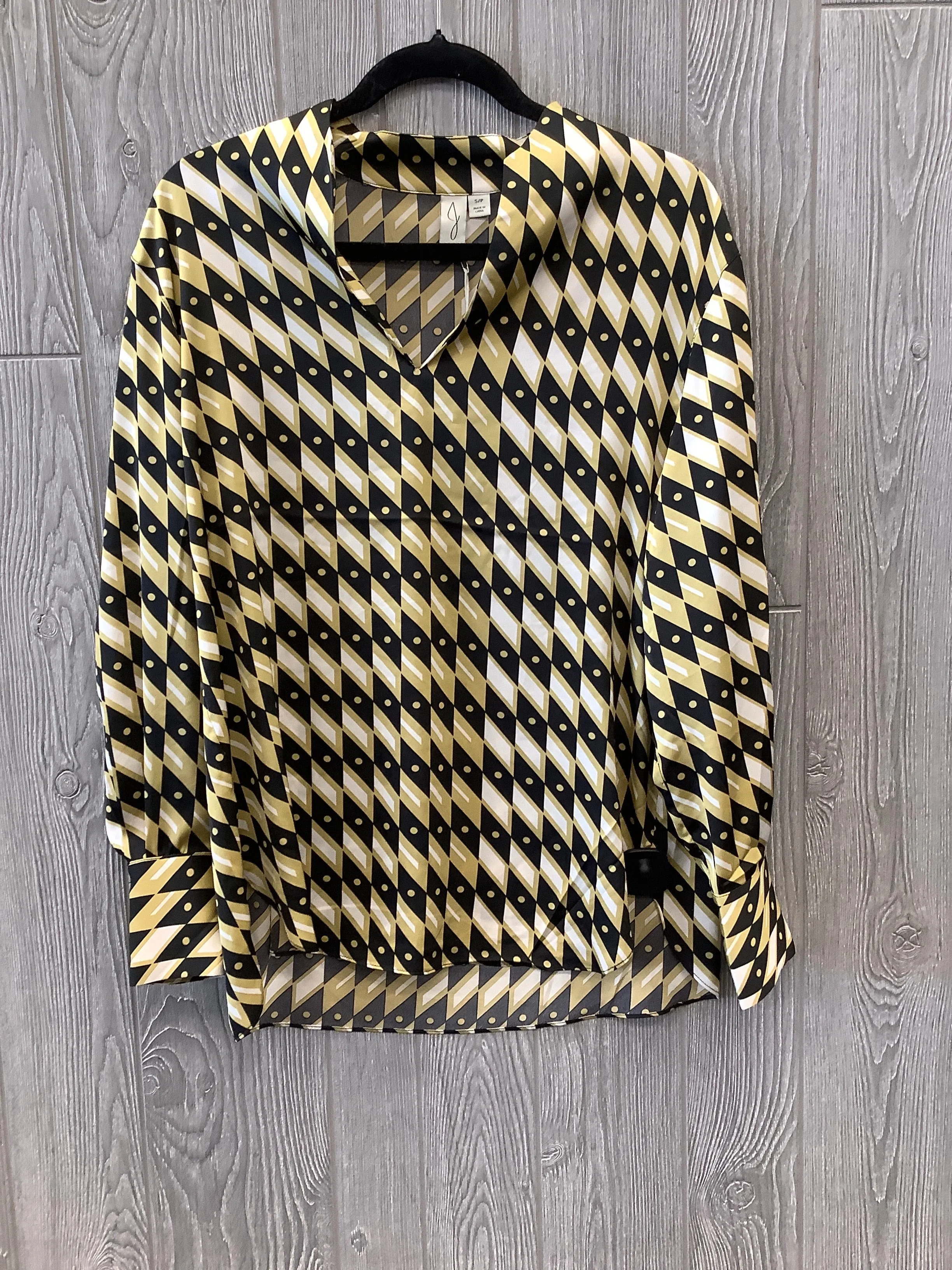 Black & Yellow Top Long Sleeve Joie, Size Petite   S