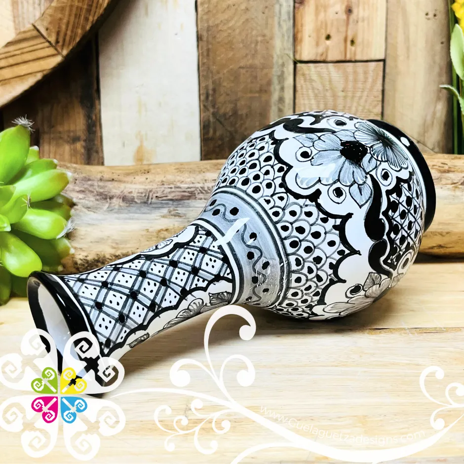 Black Flowers Talavera Set Tequilero