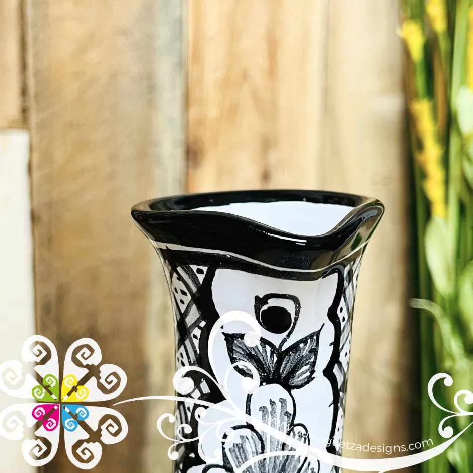 Black Flowers Talavera Set Tequilero