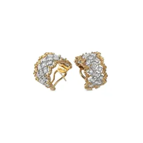 Buccellati - Rombi - Huggie Earrings with Diamonds, 18k White and Yellow Gold