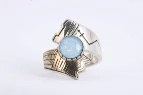 Carolyn Pollack 925 Silver & 14k Yellow Gold Opal Ring Size 8.25 (9.27g.)