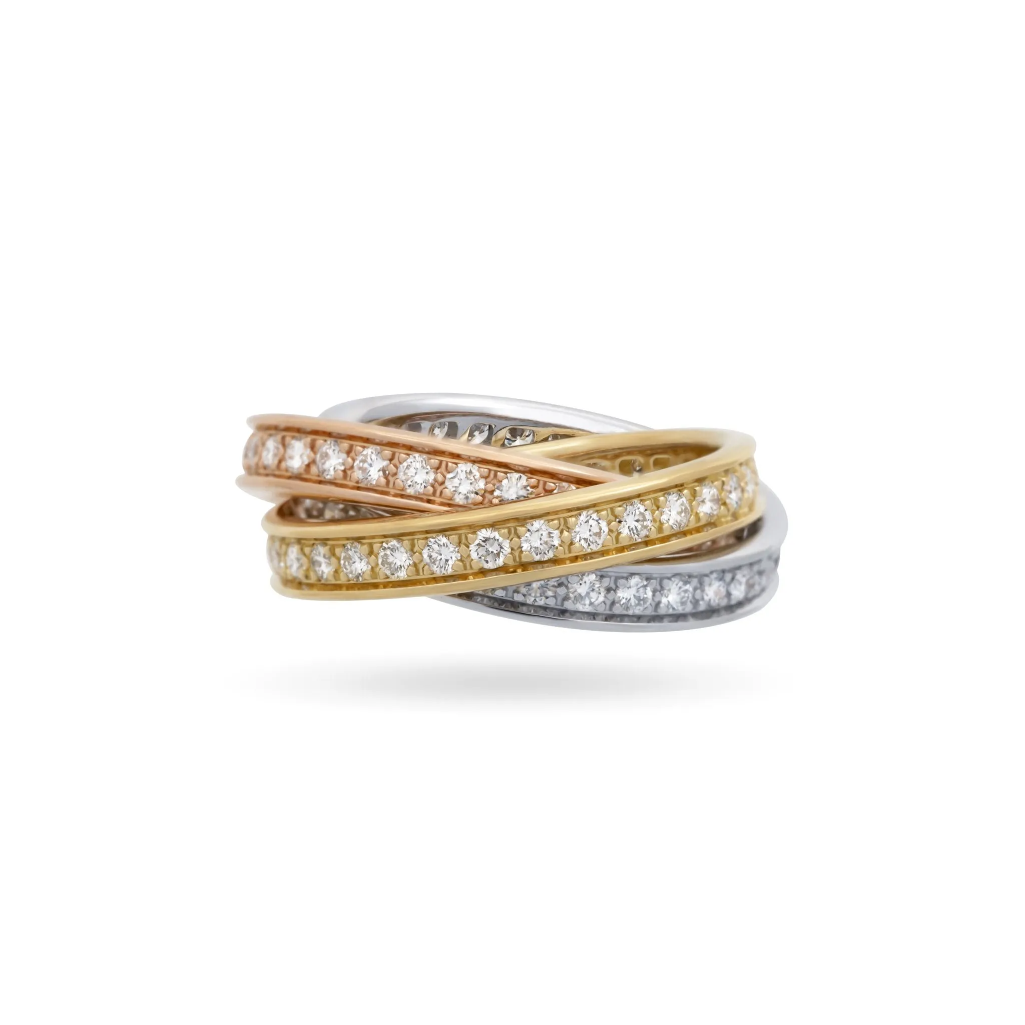 Cartier Diamond Trinity Ring in 18K White, Yellow & Rose Gold