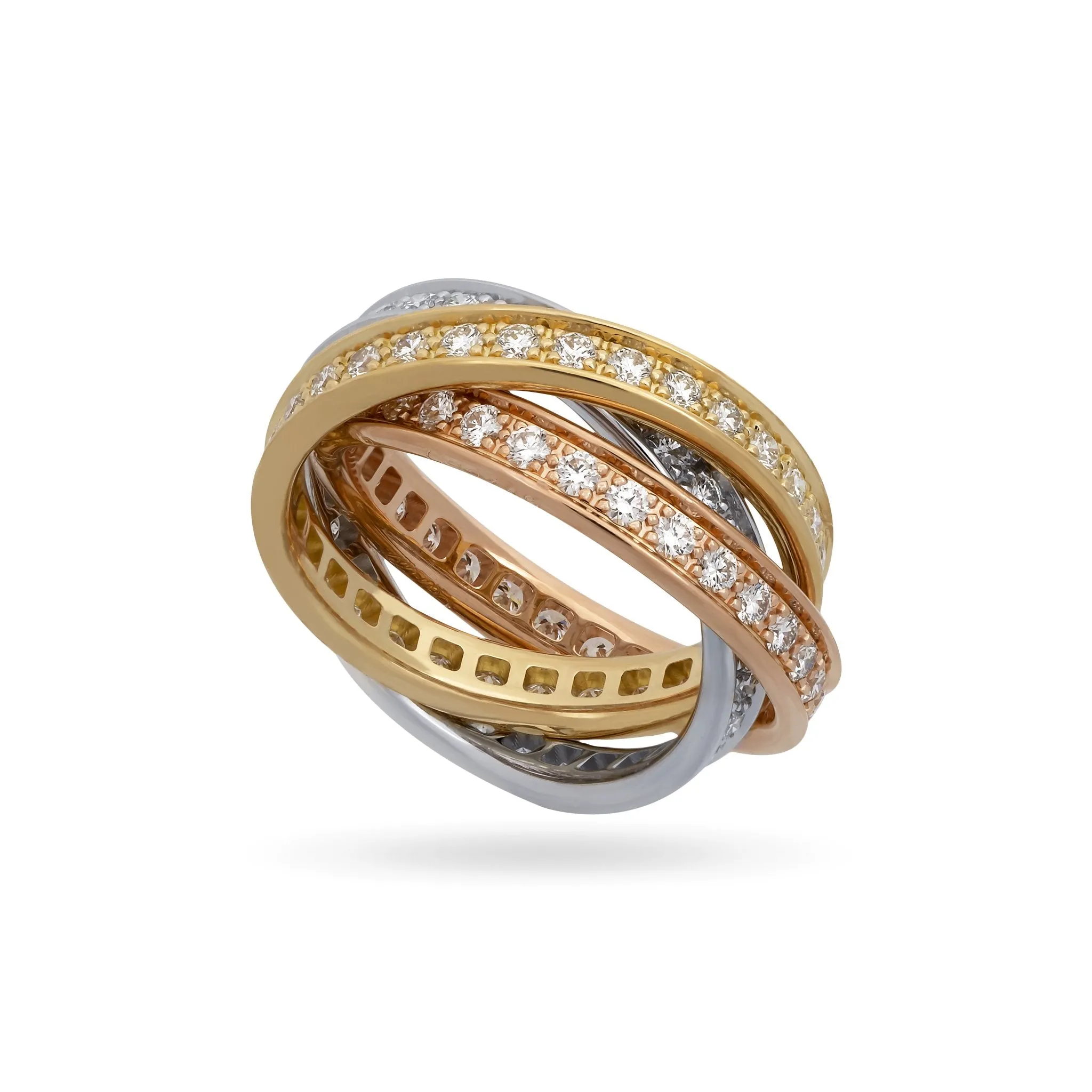 Cartier Diamond Trinity Ring in 18K White, Yellow & Rose Gold