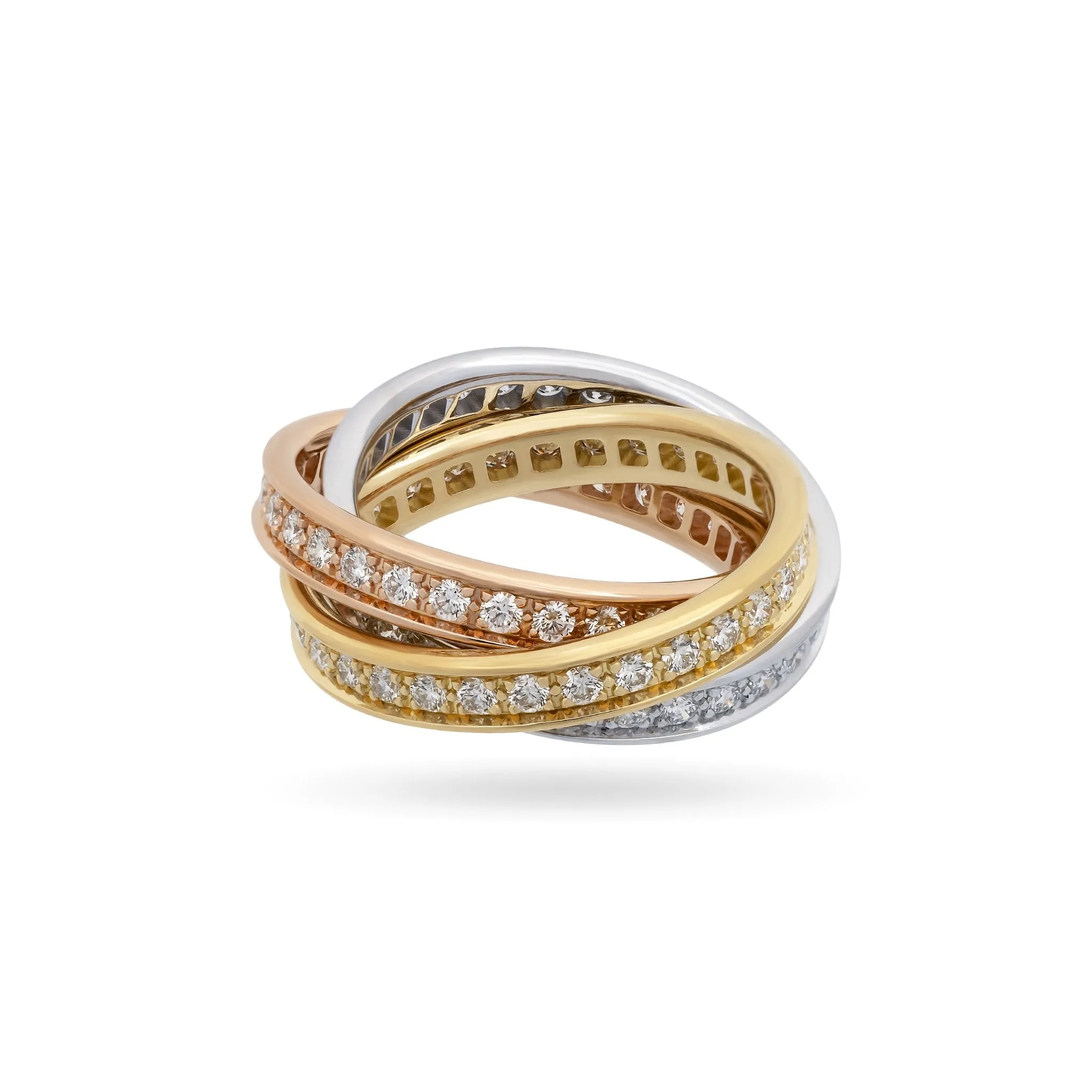 Cartier Diamond Trinity Ring in 18K White, Yellow & Rose Gold