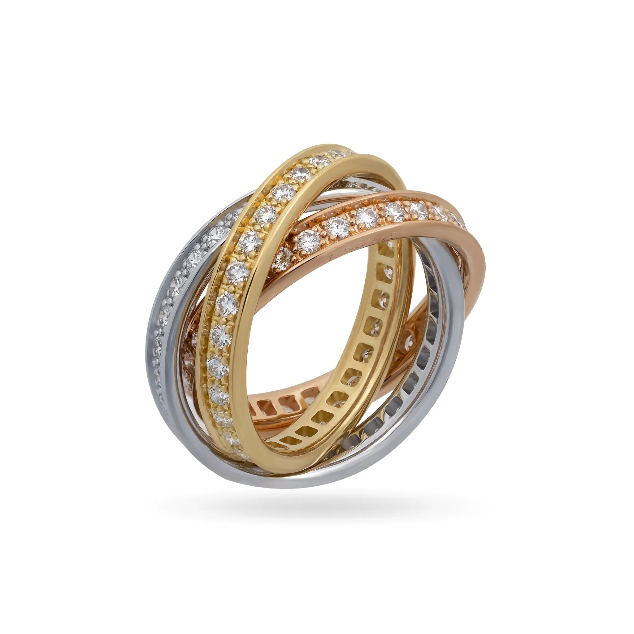 Cartier Diamond Trinity Ring in 18K White, Yellow & Rose Gold