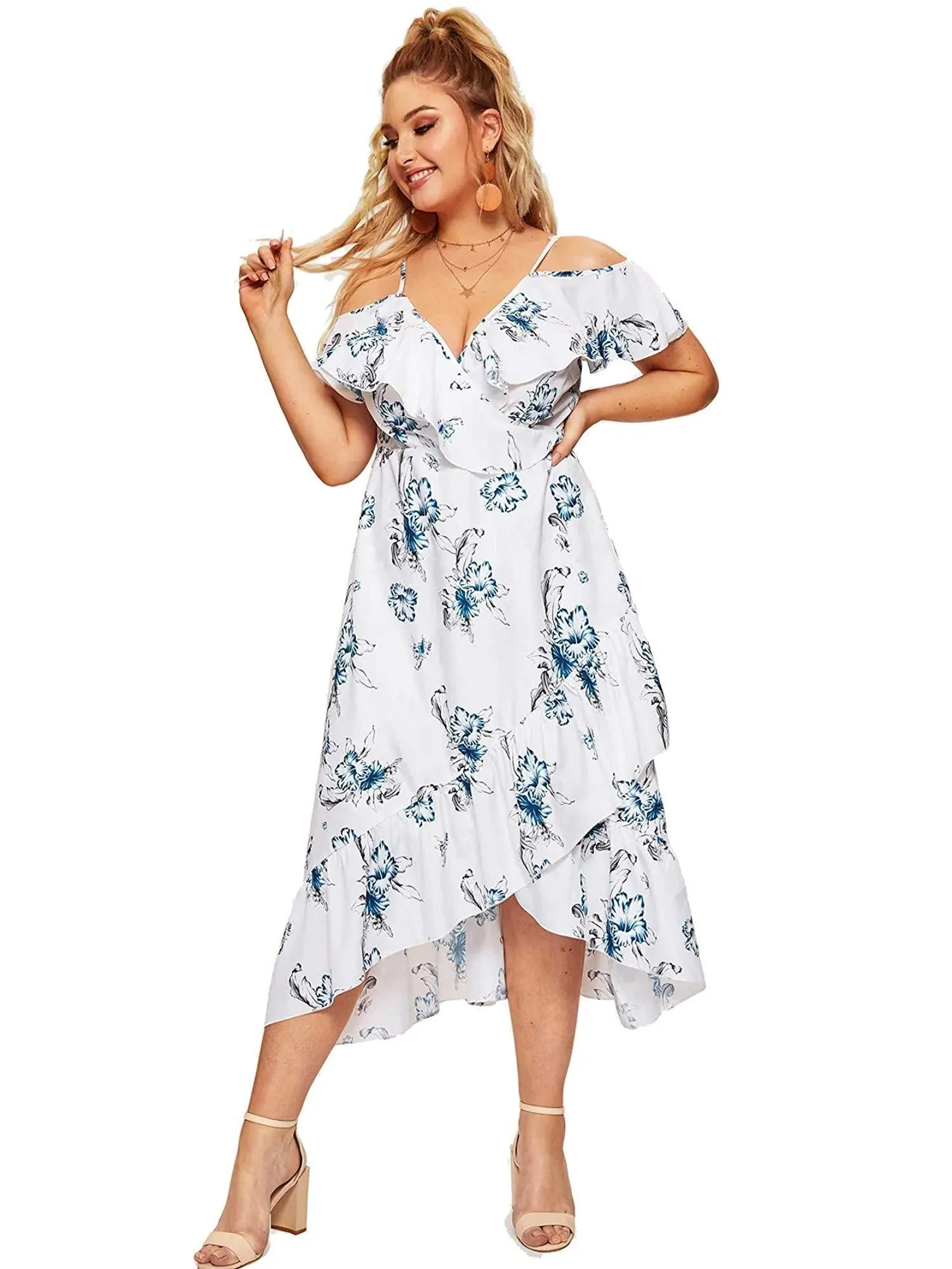 Cold Shoulder Floral Dress