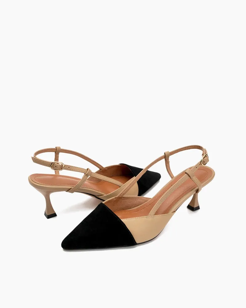 Colorblock Cutout Slingback Sandals