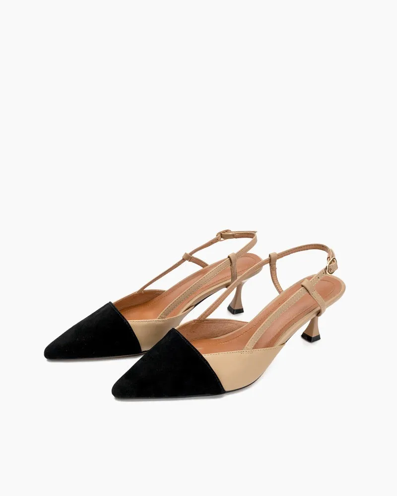 Colorblock Cutout Slingback Sandals