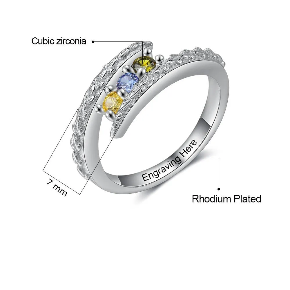 Customized 3 Round Birthstone Ring For Women