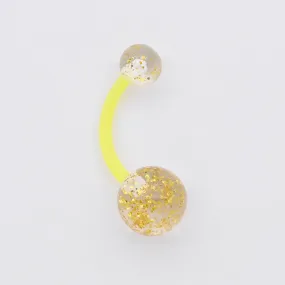 Glitters Acrylic Balls Belly Button Ring - Yellow