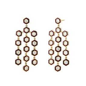 Hex Enamel Chandelier Earrings