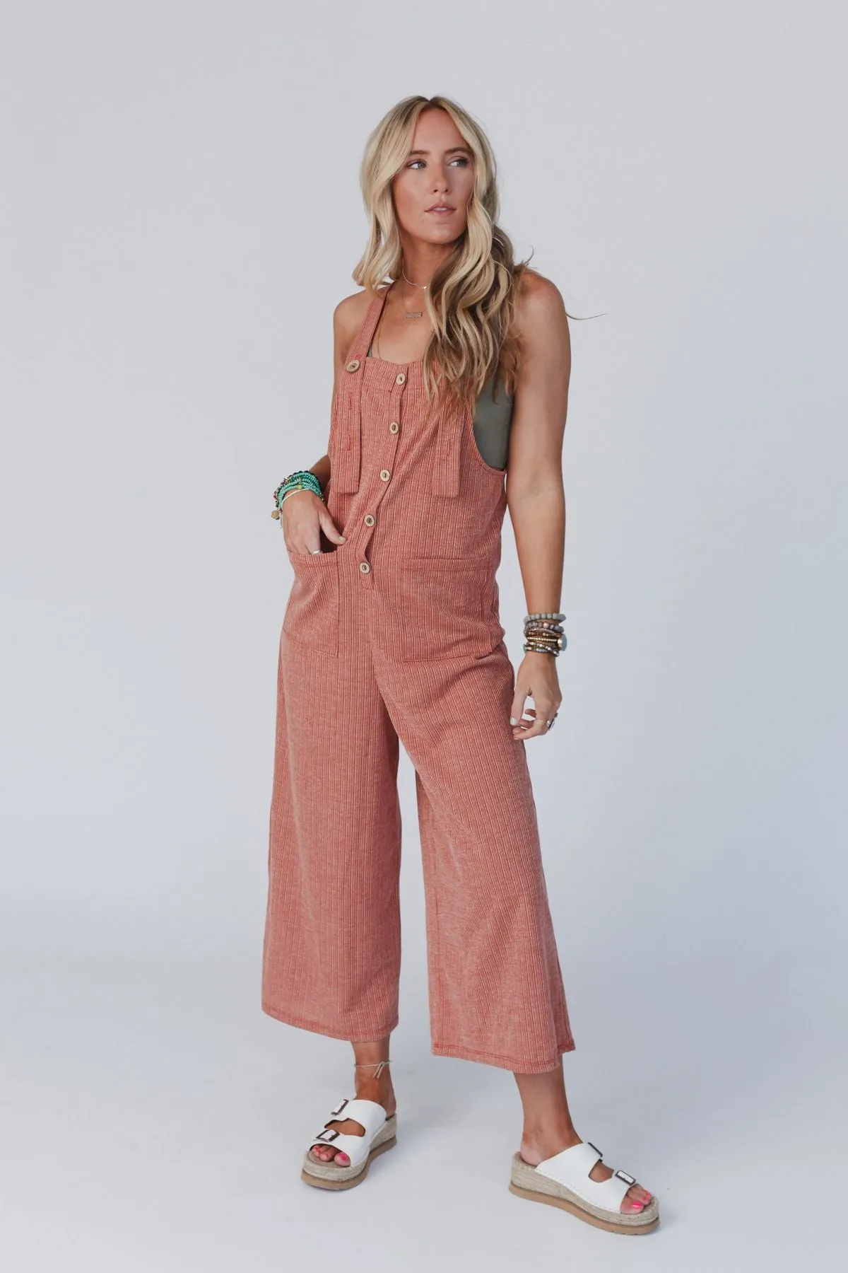 High Hopes Button Up Overalls - Rust