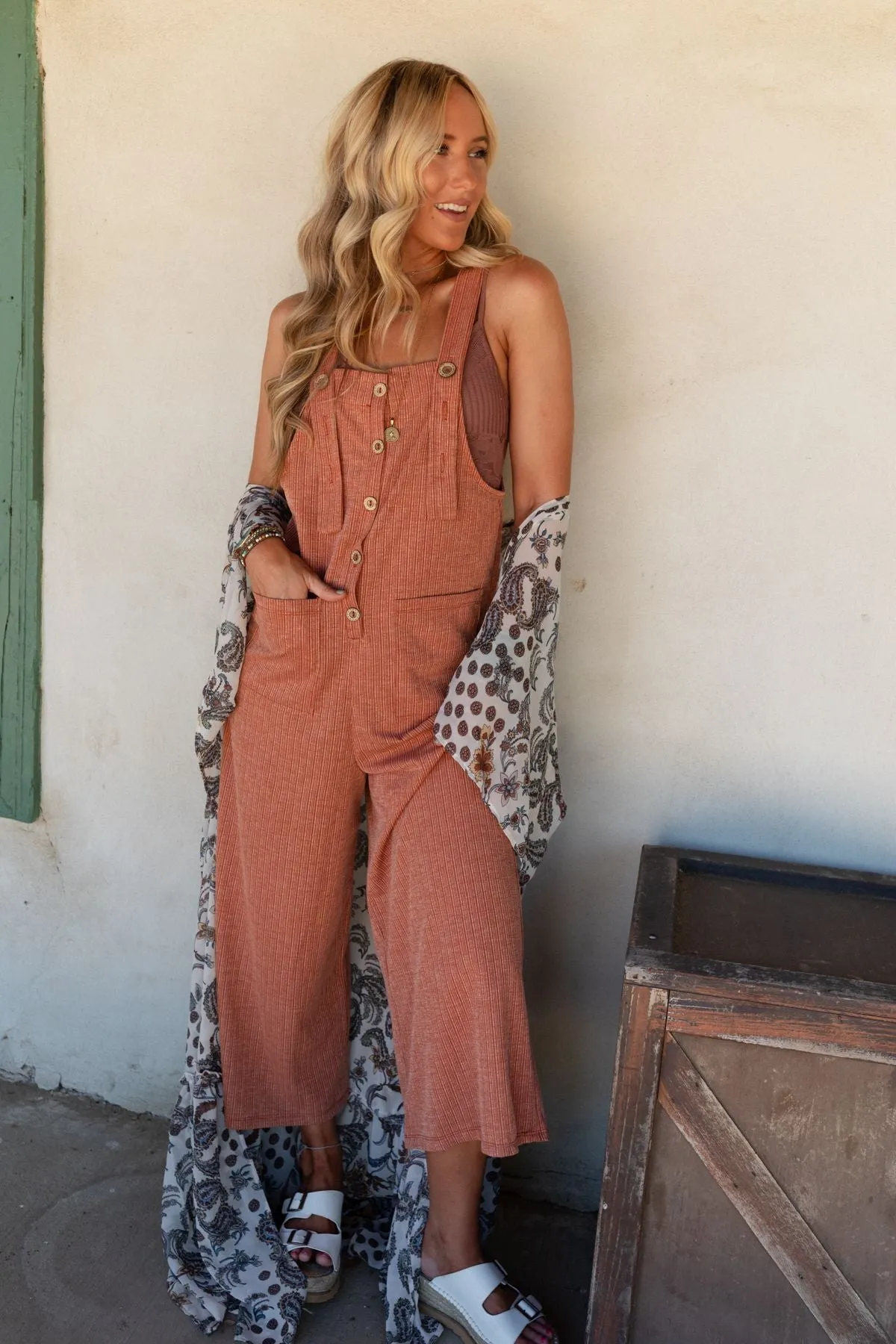 High Hopes Button Up Overalls - Rust