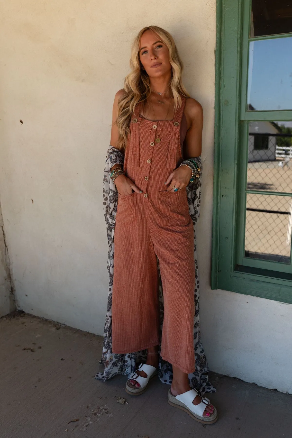 High Hopes Button Up Overalls - Rust