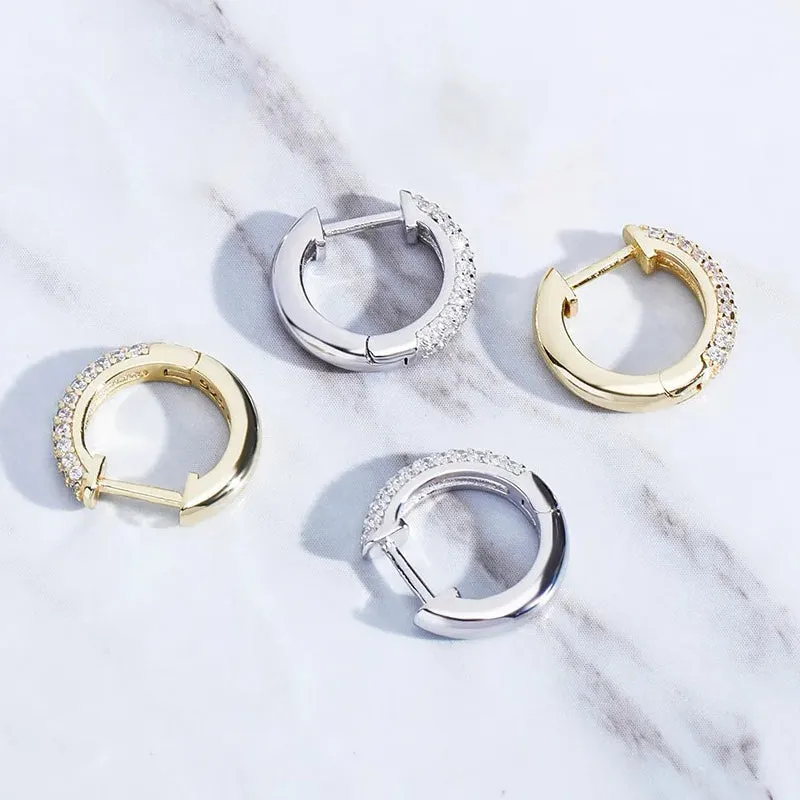 Iced Hoop Earrings in Gold Vermeil