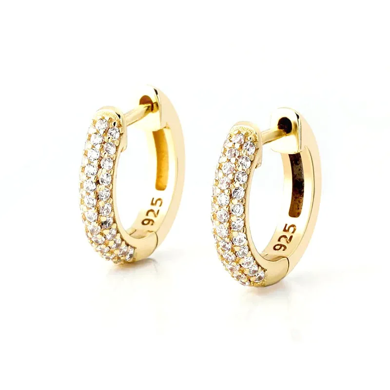 Iced Hoop Earrings in Gold Vermeil