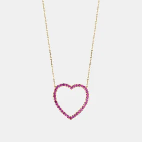 Jumbo Open Heart Ruby Necklace