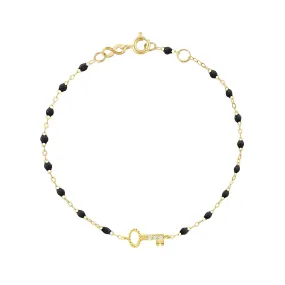 Key Diamond Black Bracelet, Yellow Gold, 6.7"