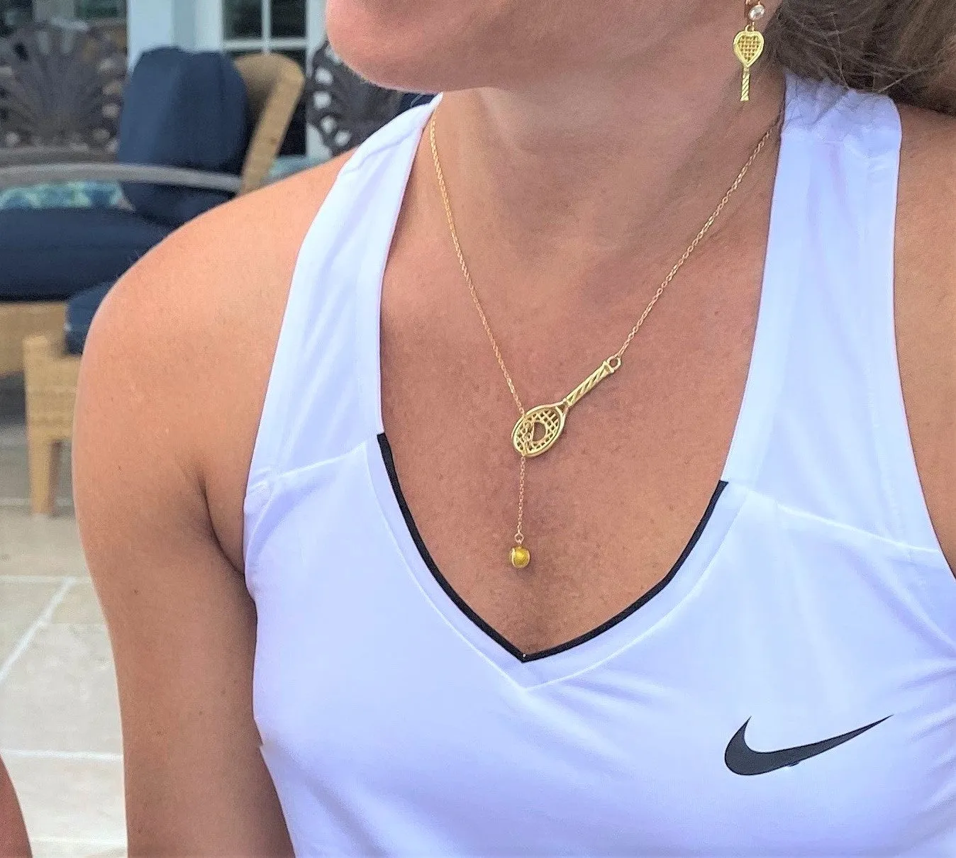 Love Racquet Lariat Necklace