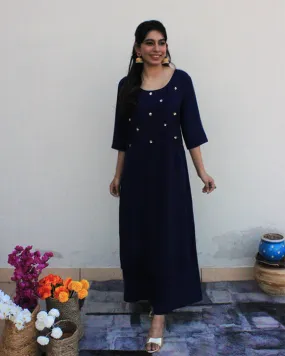 Midnight Blue Sparkle Long Dress For Women