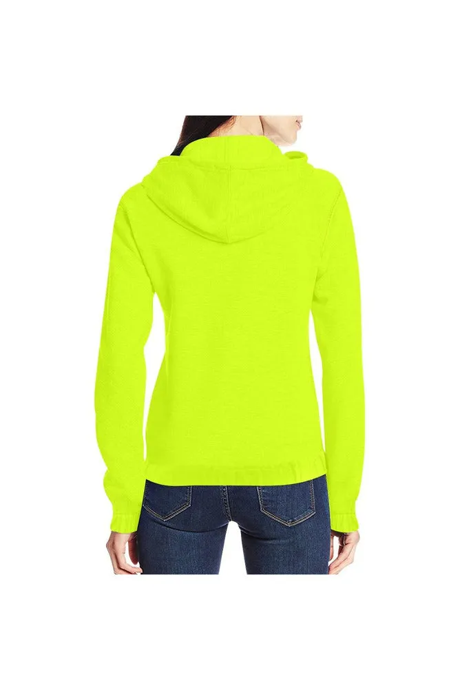 Neon Green Yellow Full Zip Hoodie for Women