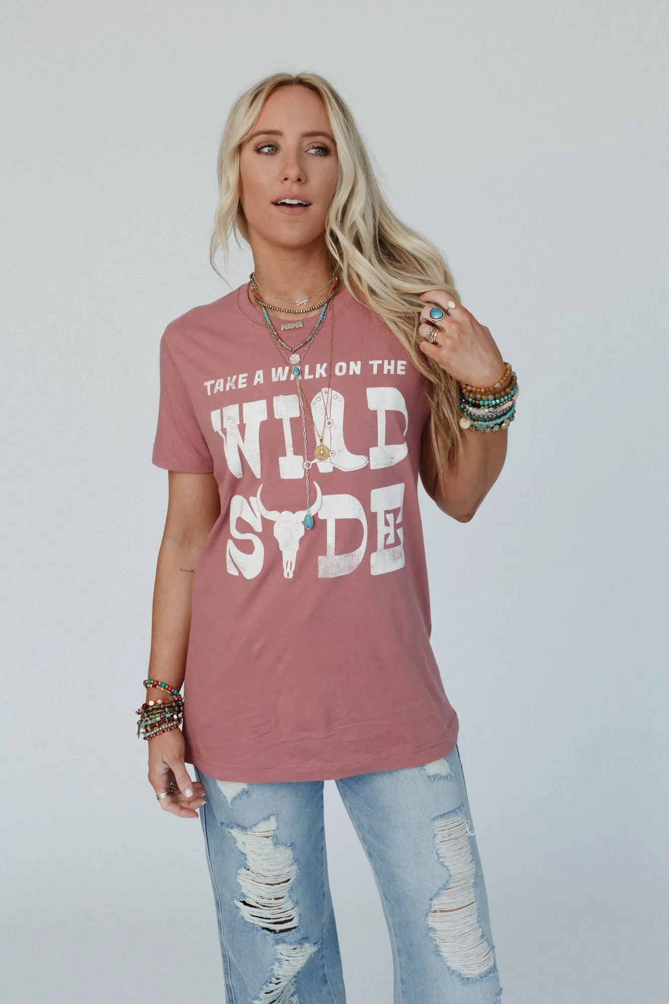 On The Wild Side Graphic Tee - Rose