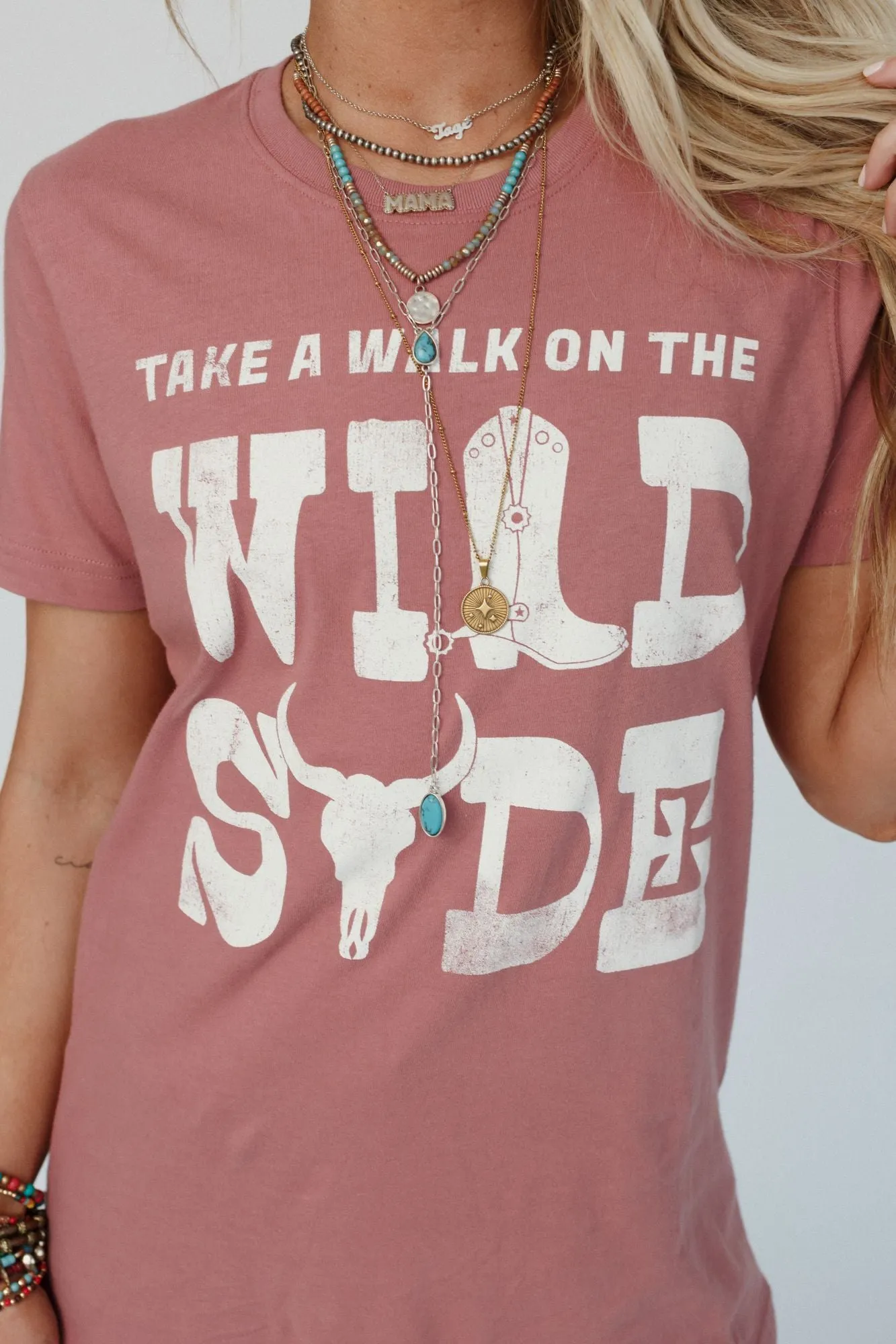 On The Wild Side Graphic Tee - Rose