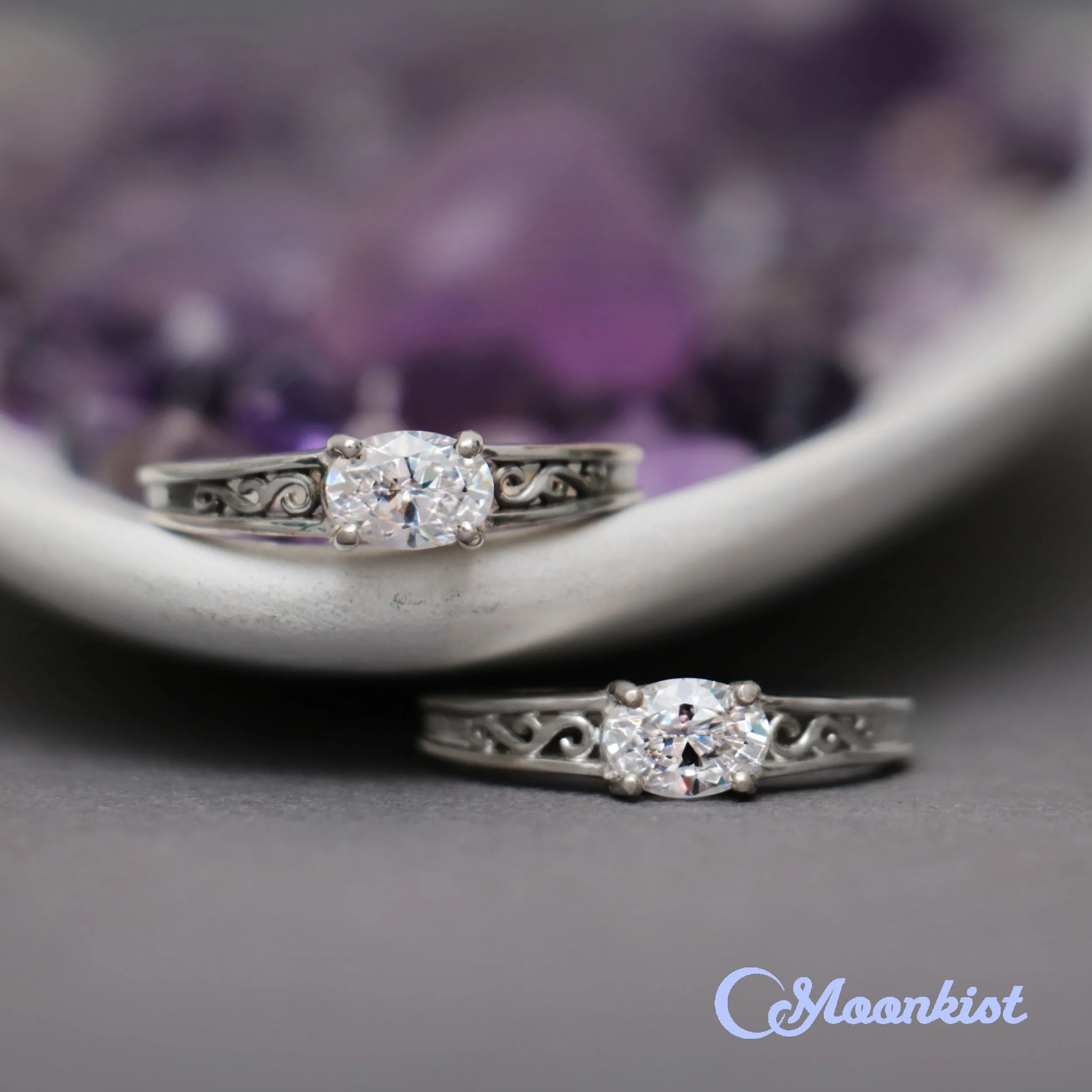 Oval Shaped Moissanite Engagement Ring | Moonkist Designs