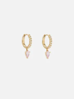 Pink Sapphire Diamond Water Drop Goddess Hoops