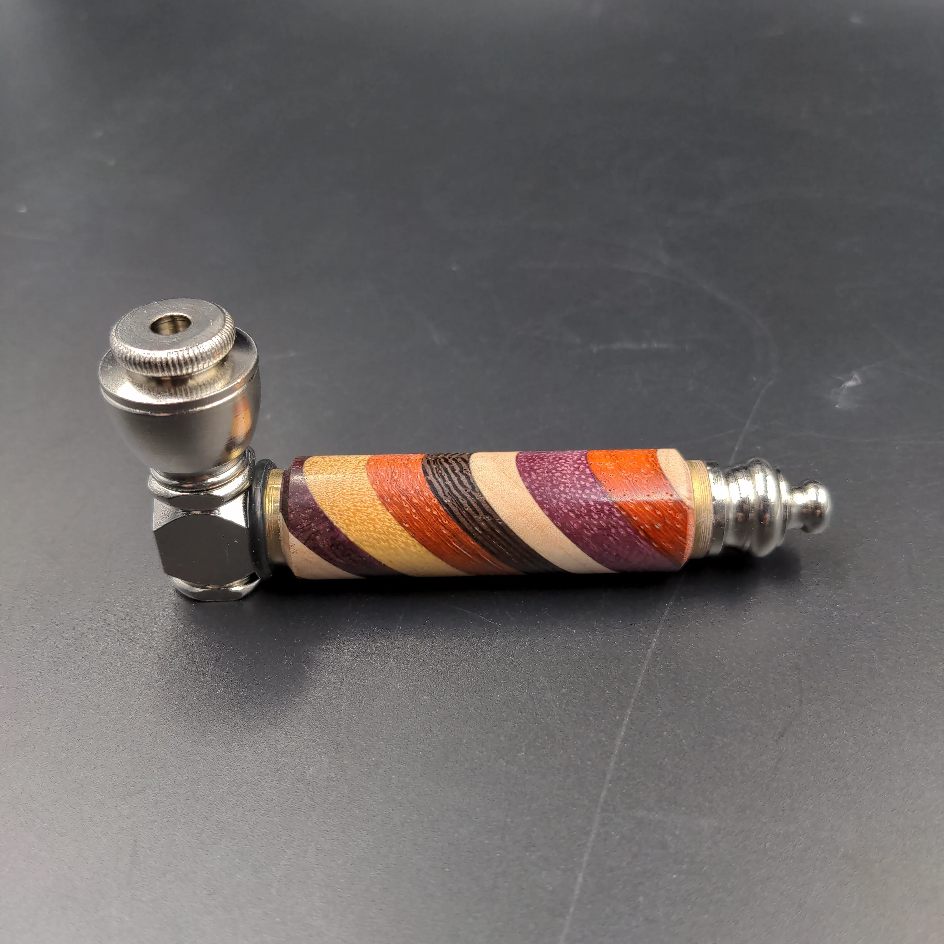 Rainbow Wood & Stainless Steel Hand Pipe